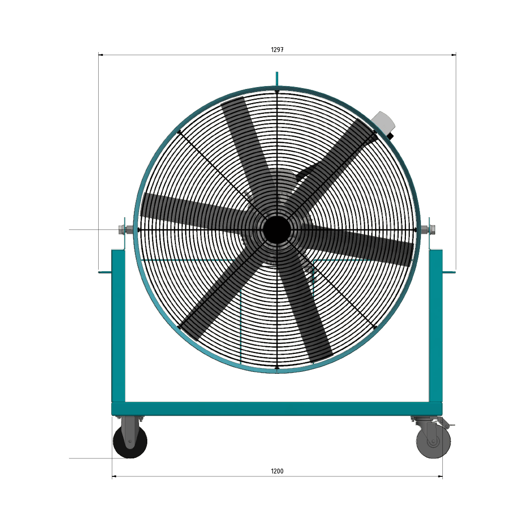 1000mm Mancooler Fan Front Solid View with Dimensions