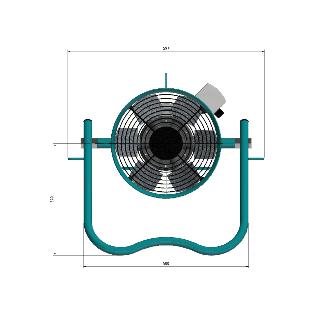 300mm Mini Mancooler Front Solid View with Dimensions