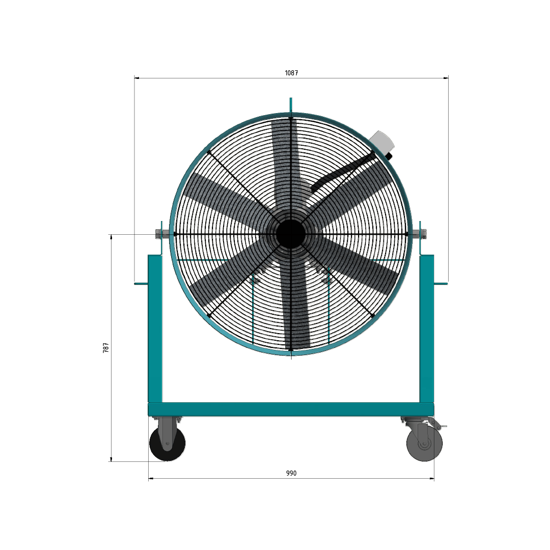 800mm Mancooler Fan Front Solid View with Dimensions