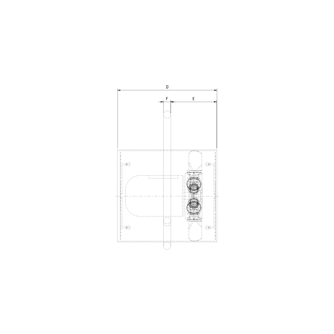 Vat Purging Fan Side Outline View with Dimensions