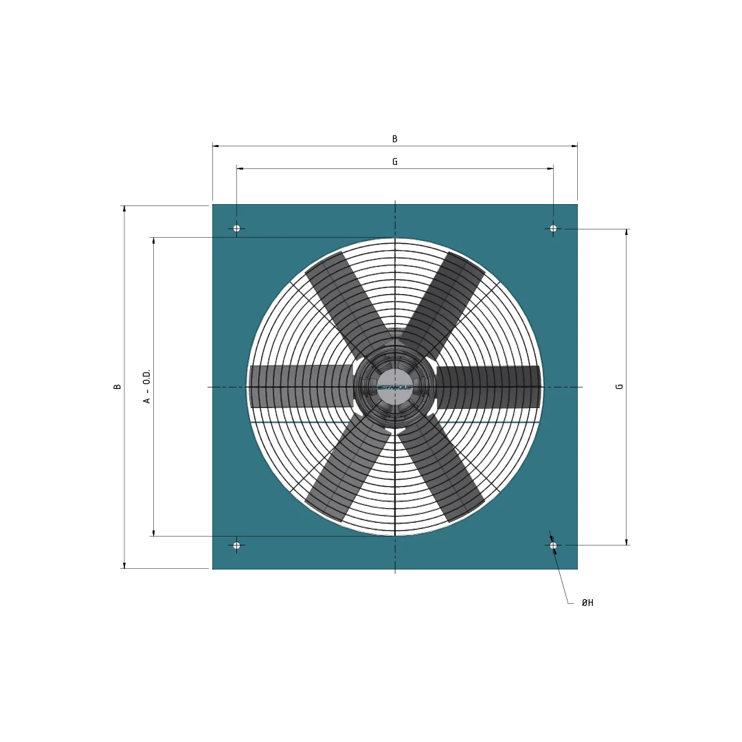 Wall Plate Exhaust Fan Front Solid View with Dimensions