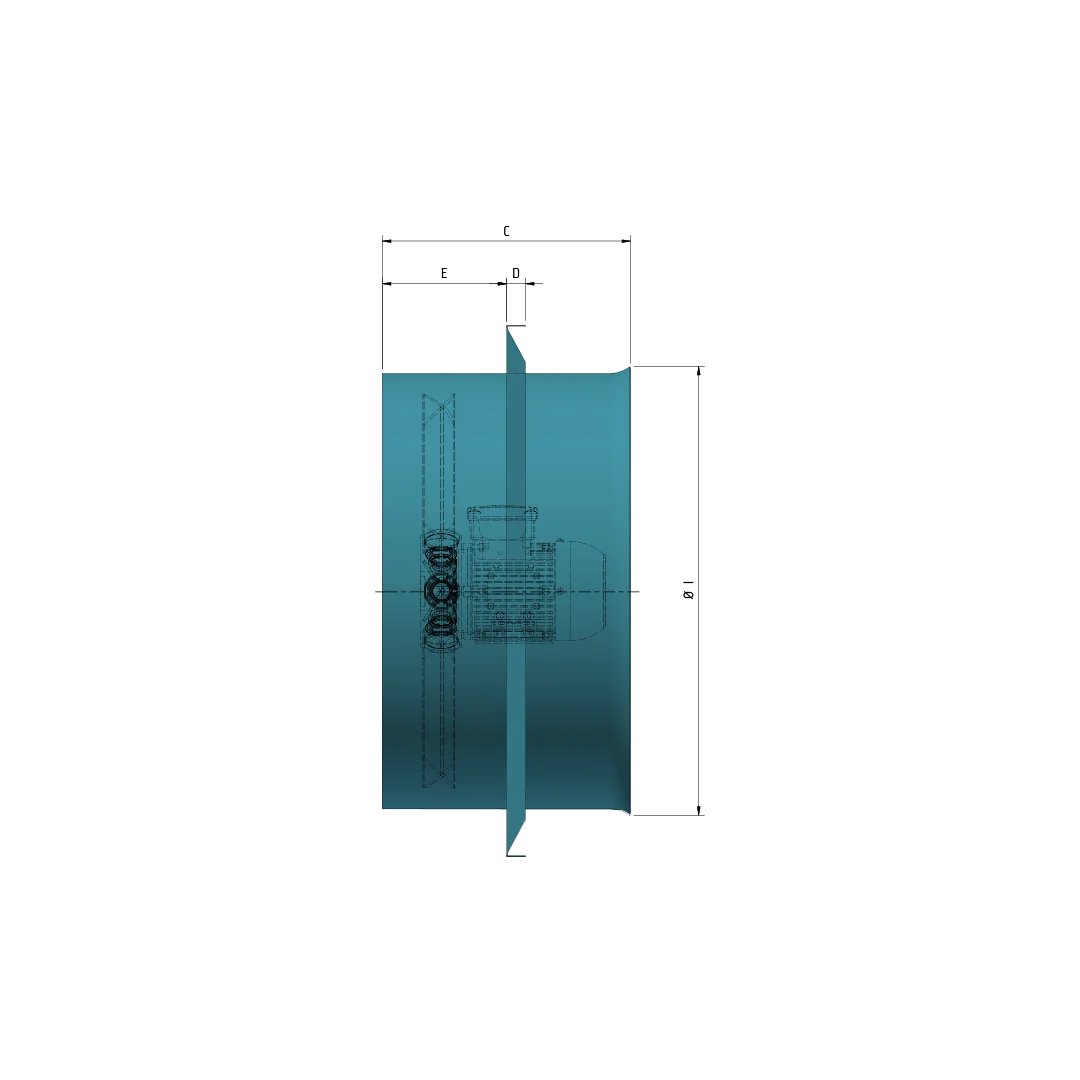 Wall Plate Exhaust Fan Side Solid View with Dimensions