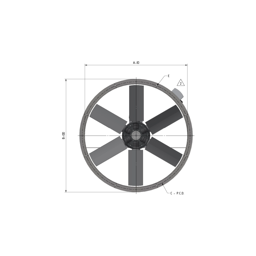 Direct Drive Axial Flow Fan Angle Solid View