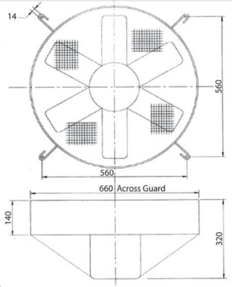 Dimensions for Fanquip's Transformer Cooling Fan